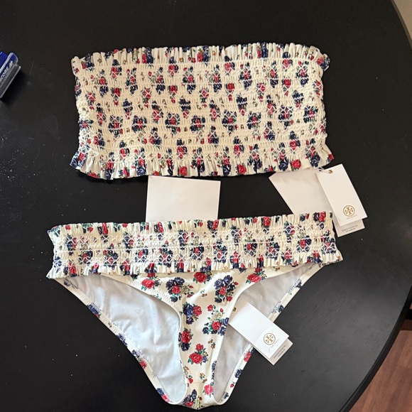 Tory Burch Floral Smocked Bikini Set